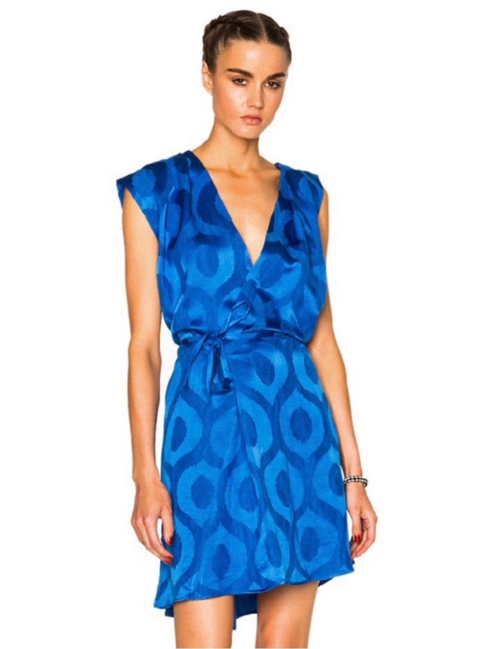 ISABEL MARANT REVOLVE BLUE SATIN JACQUARD MINI DRESS